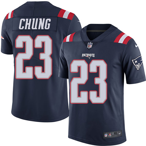 Men's Elite Patrick Chung Nike Jersey Navy Blue - #23 Rush NFL New England Patriots